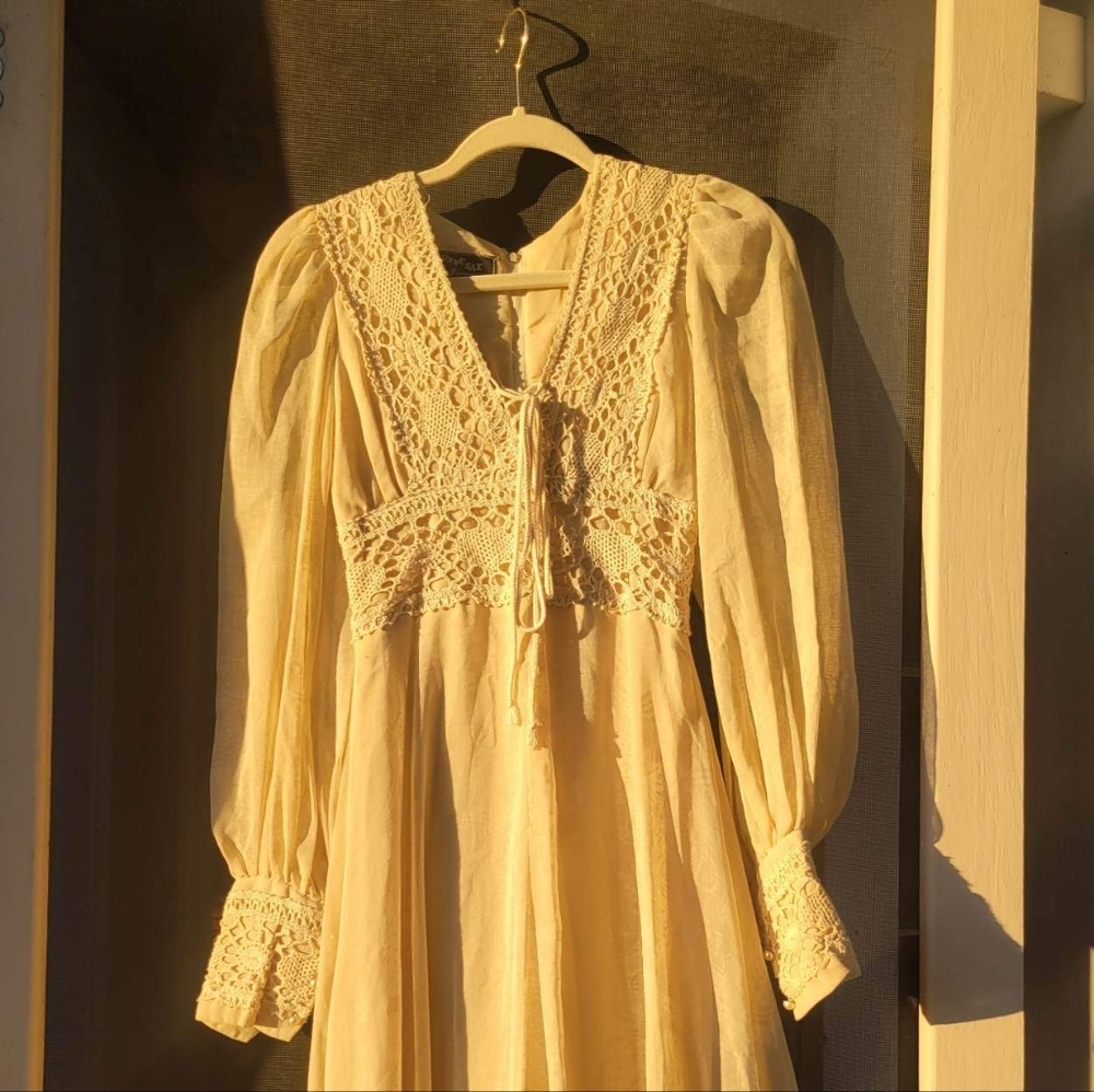 Vintage Gunne Sax By Jessica 70's Prairie Wedding Dress Size Small